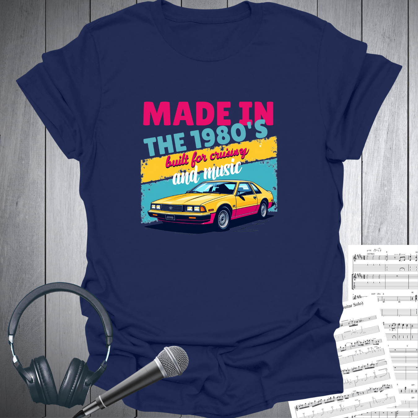 Printify T-Shirt Navy / S 1980s Made for Cruising & Music T-Shirt