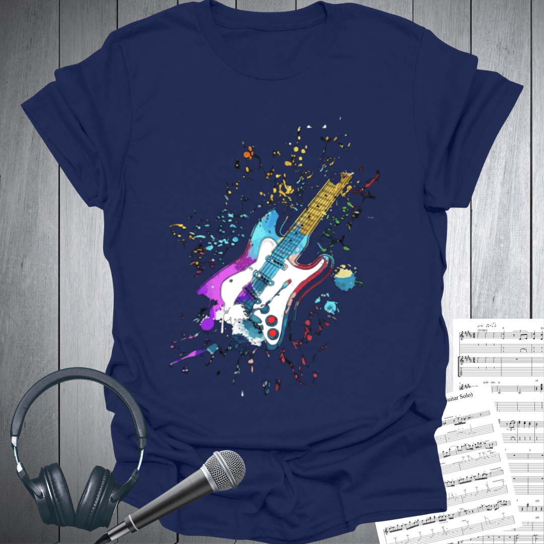 Printify T-Shirt Navy / S Abstract graphic electric guitar