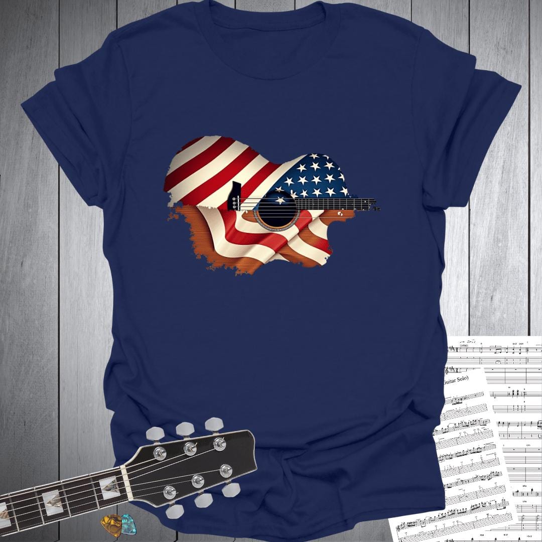 Printify T-Shirt Navy / S American Guitar Pride T-Shirt