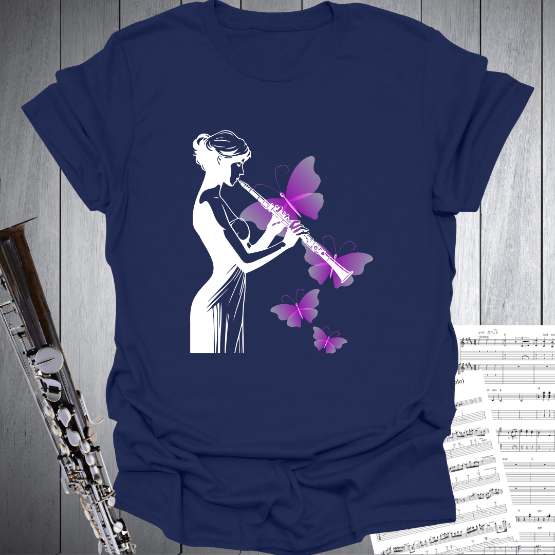 Clarinet Lady Butterflies T-Shirt