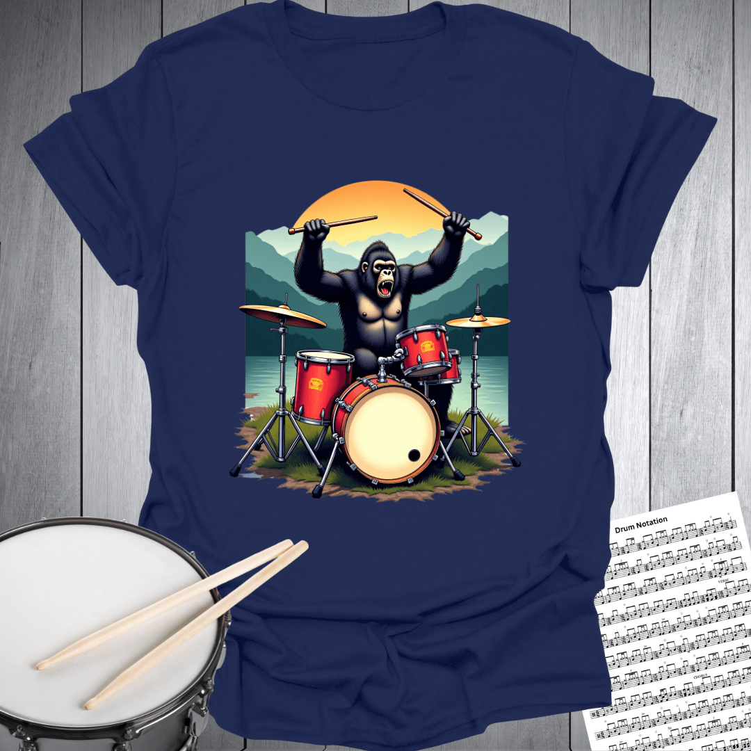 Groovy Gorilla Sunset Drummer T-Shirt