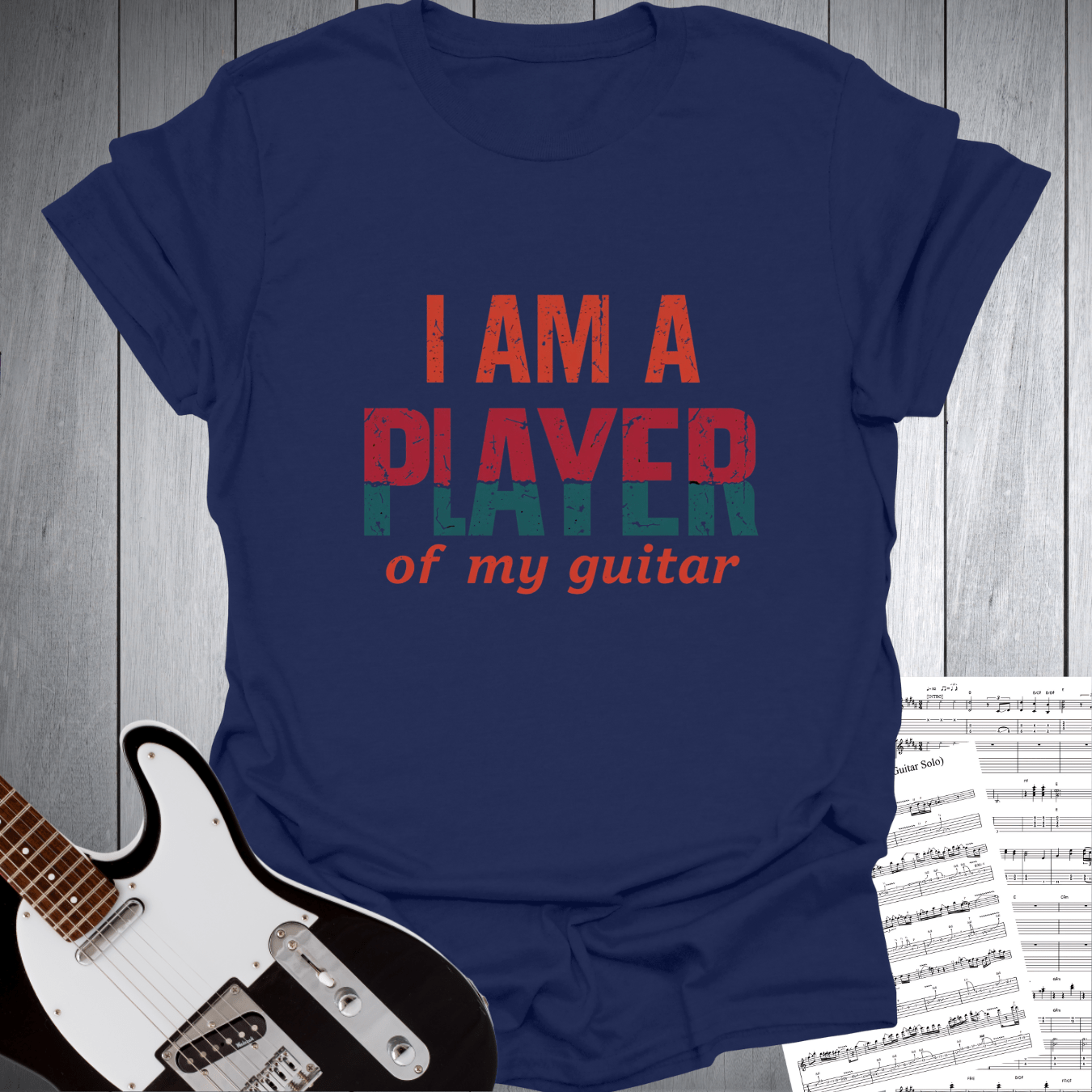 Printify T-Shirt Navy / S I am a Player of my Guitar Music T-Shirt