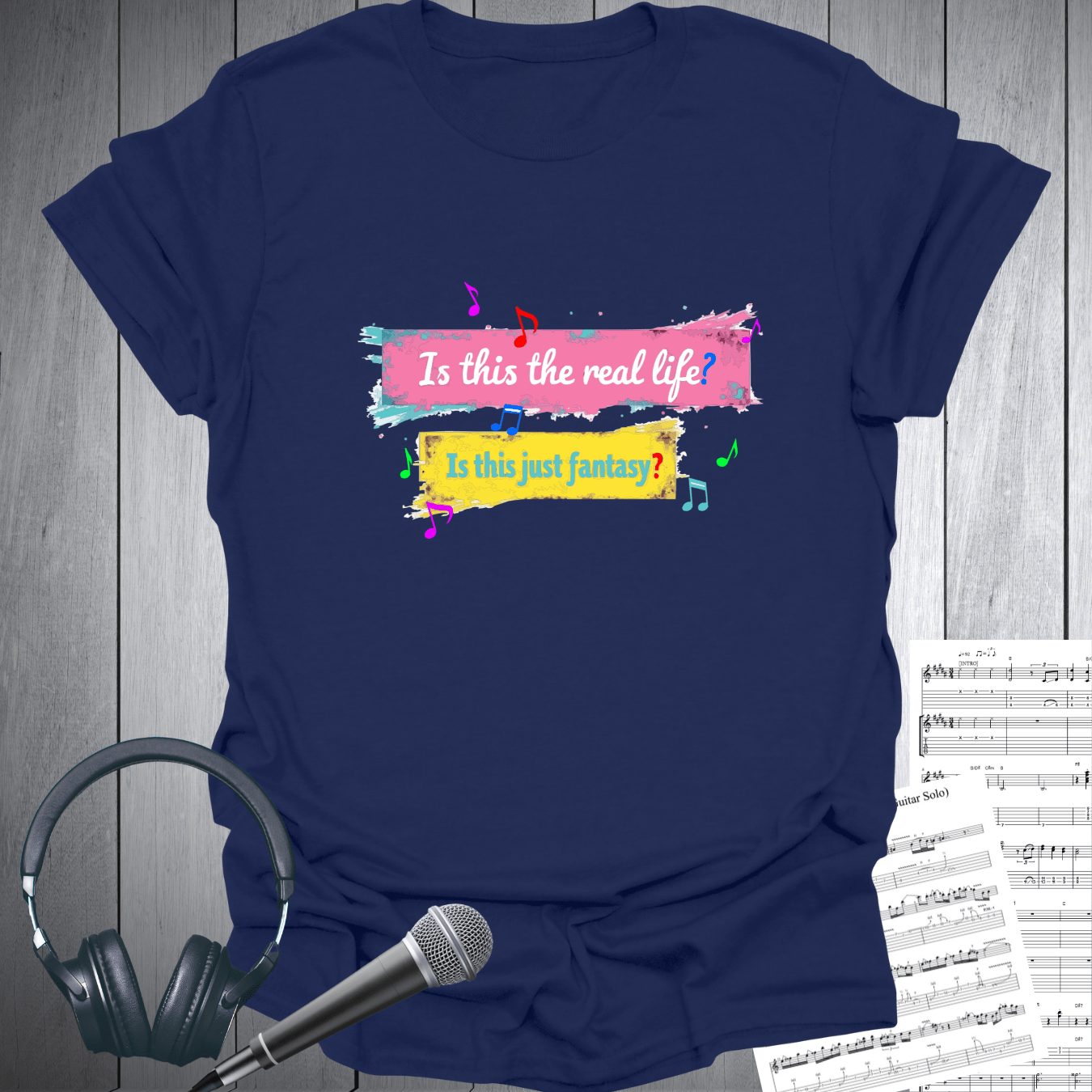 Printify T-Shirt Navy / S Is this the real life? Is this just fantasy? T-Shirt