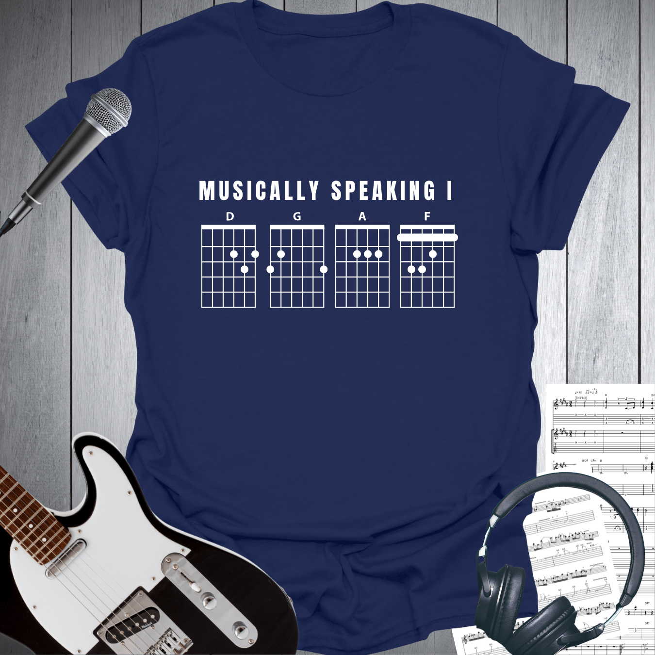 Printify T-Shirt Navy / S Musically Speaking I DGAF T-Shirt