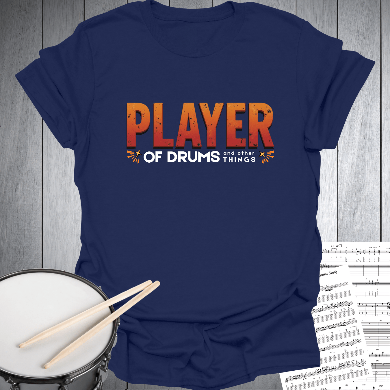 Printify T-Shirt Navy / S Player of Drums - Perfect Gift for Drummers