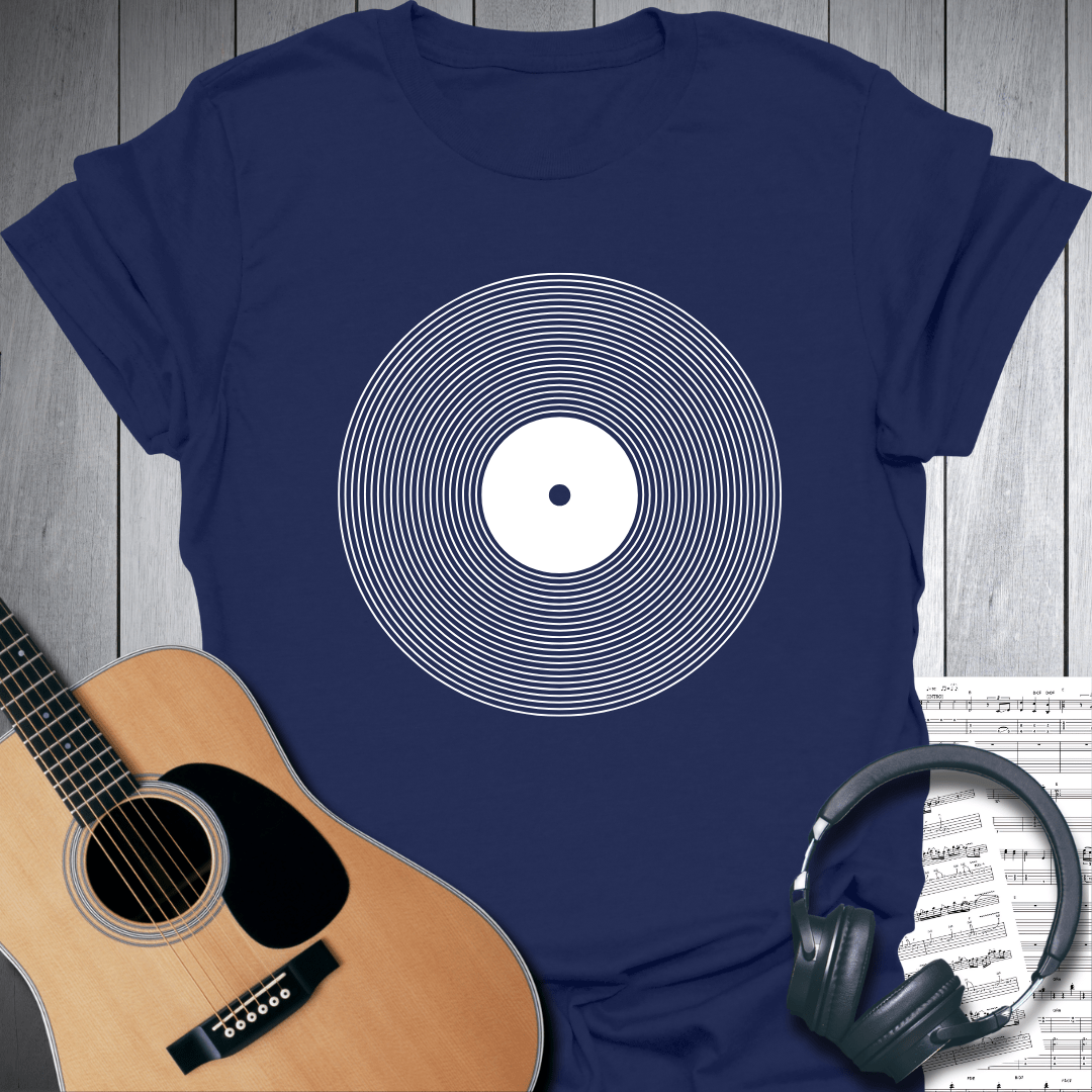 Printify T-Shirt Navy / S Spiral Vinyl Record T-Shirt