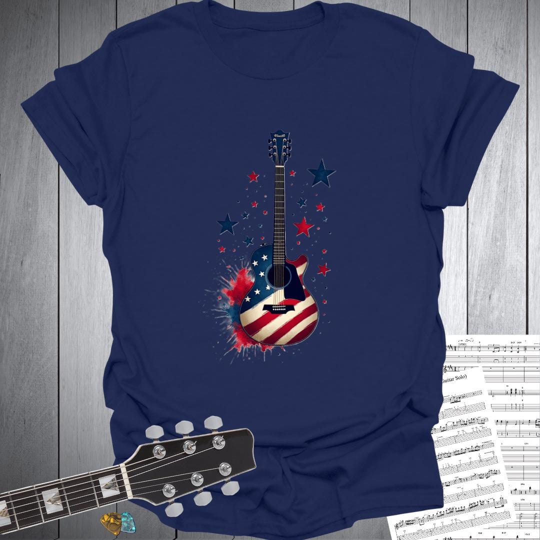 Printify T-Shirt Navy / S Stars And Stripes Music T-Shirt
