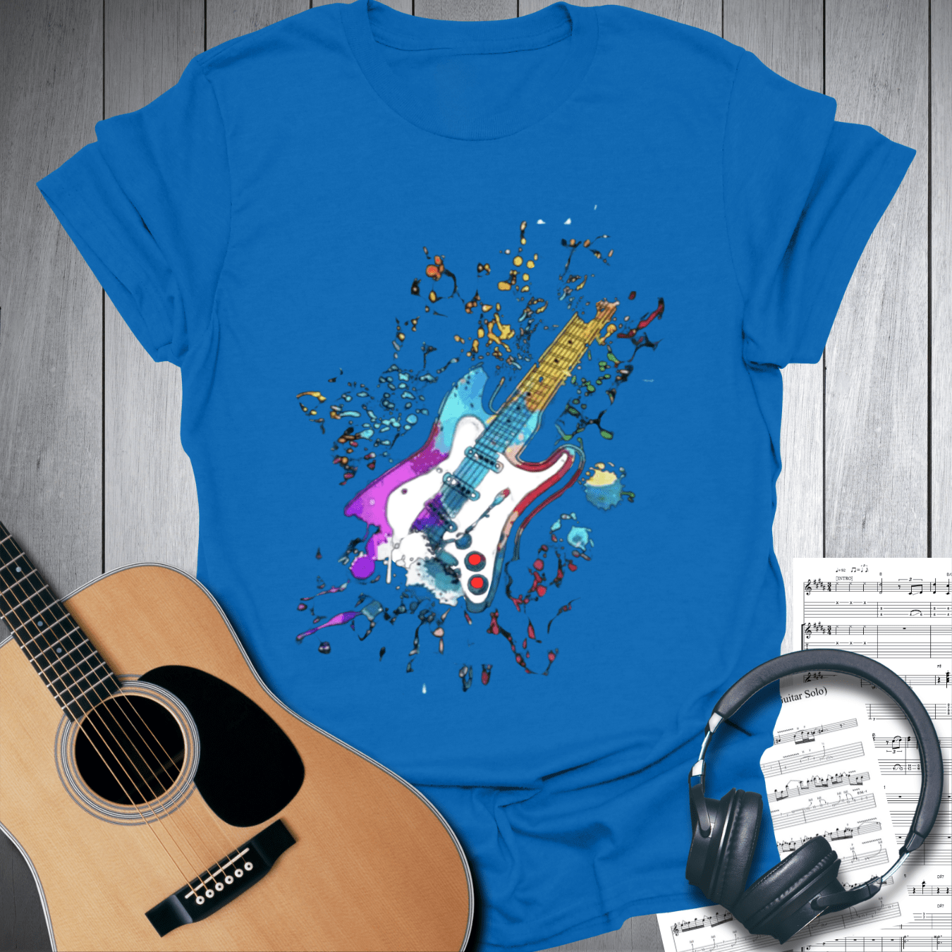 Printify T-Shirt Royal Blue / S Abstract graphic electric guitar