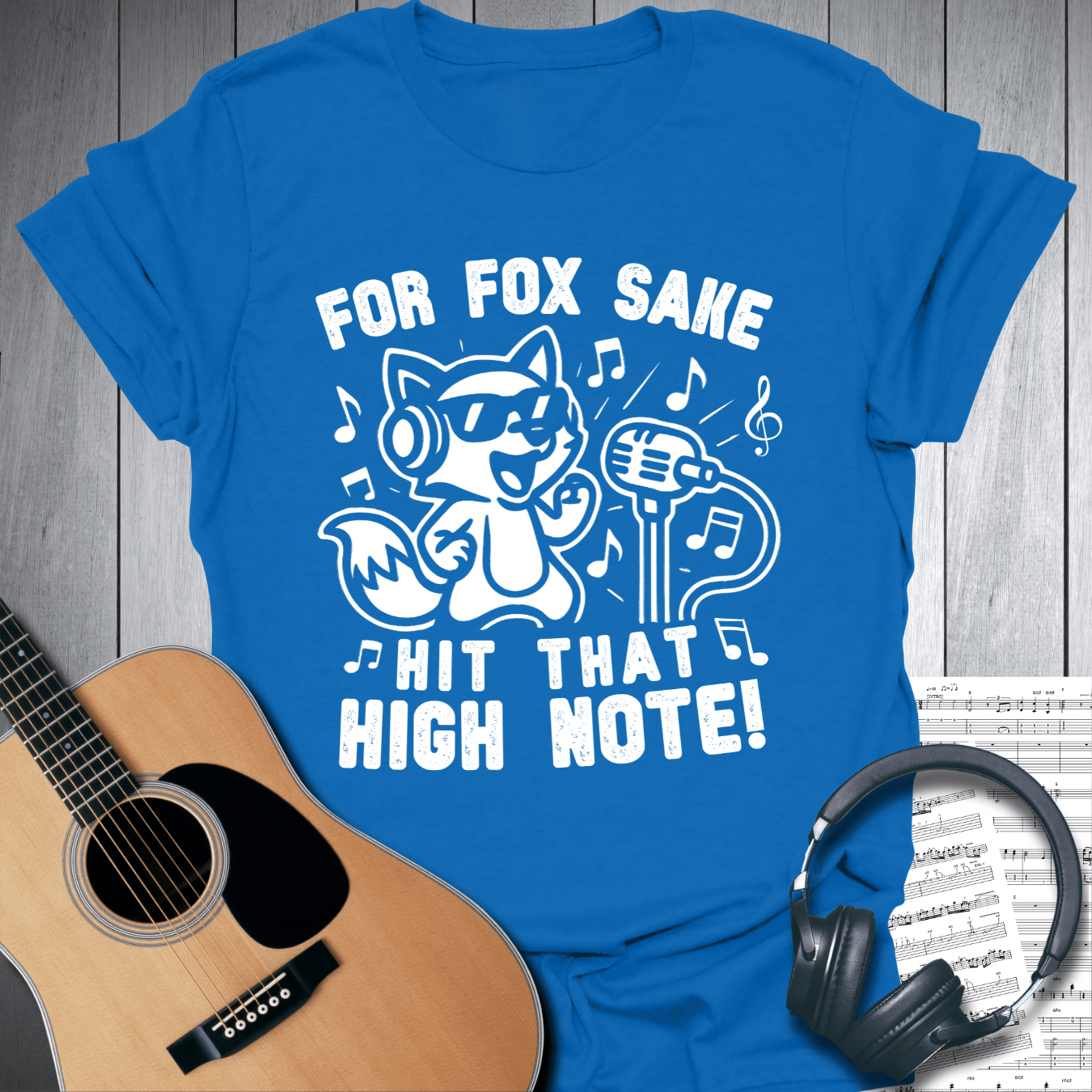 Printify T-Shirt Royal Blue / S For Fox Sake Hit That High Note Fun T-Shirt