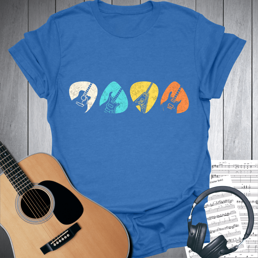 Printify T-Shirt Royal Blue / S Retro Guitar Picks T-Shirt - Music Lover Gift