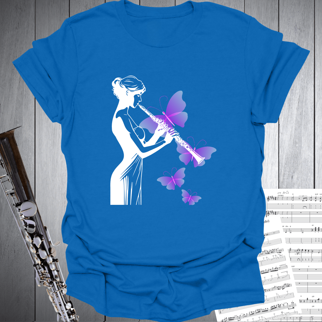 Clarinet Lady Butterflies T-Shirt
