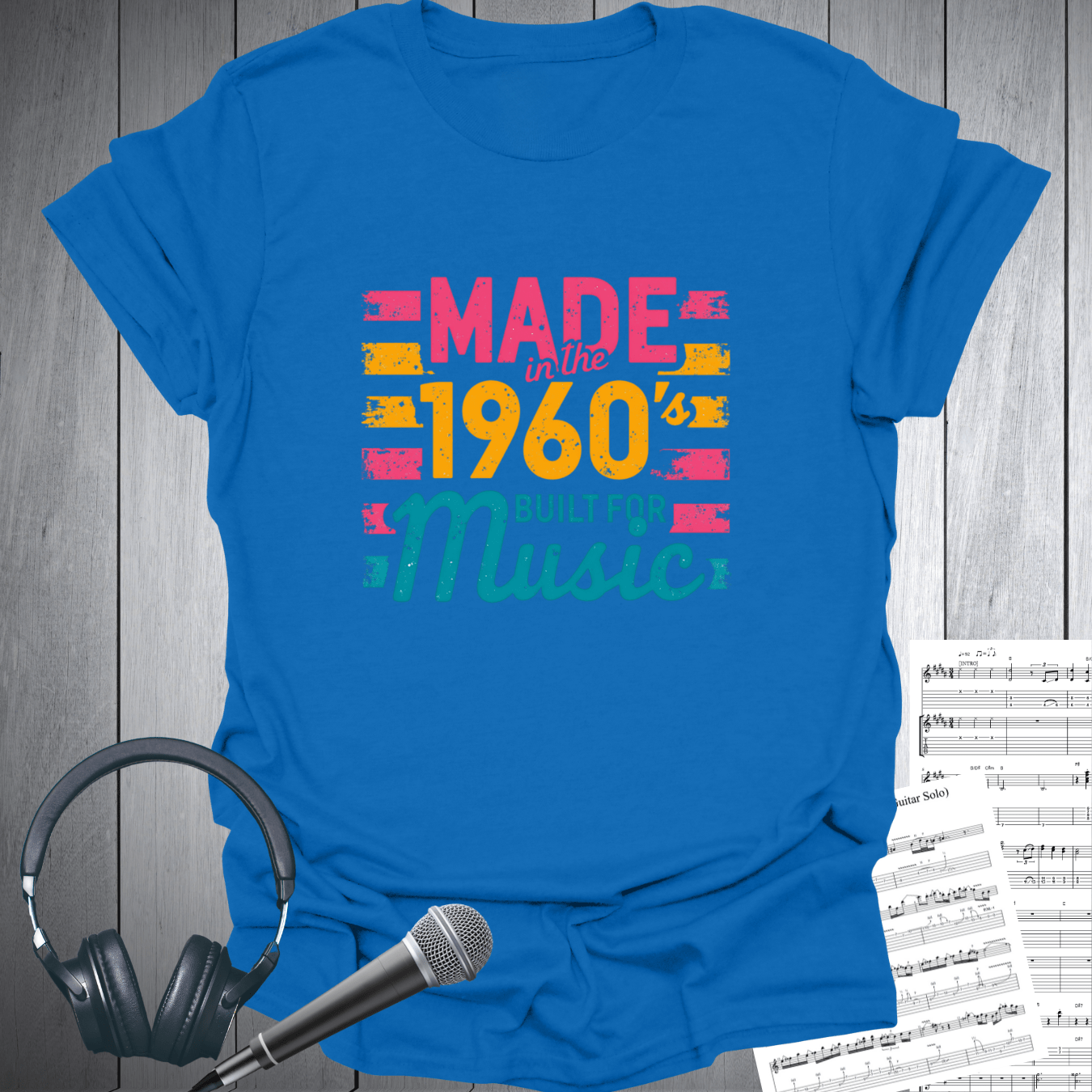 Printify T-Shirt Royal / S Made In The 1960s Built For Music T-Shirt