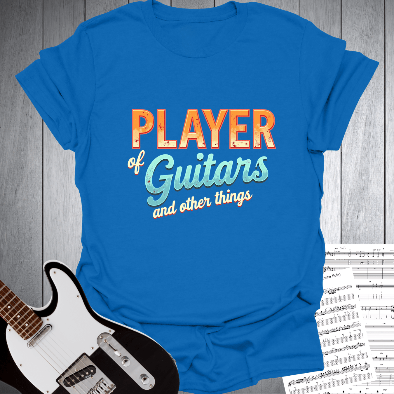 Printify T-Shirt Royal / S Player of Guitars T-Shirt - Gift for Musicians