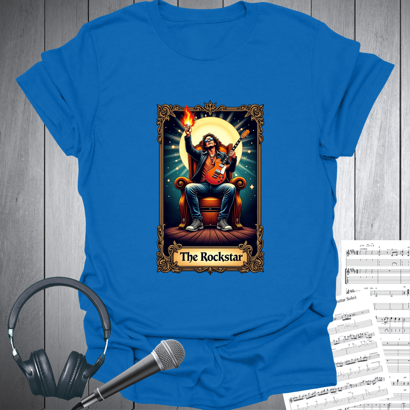 Printify T-Shirt Royal / S The Guitar Rockstar Tarot Card Vibe T-Shirt