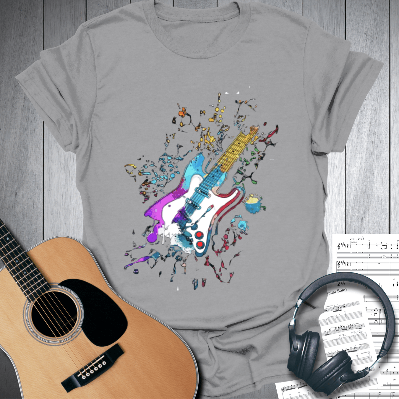 Printify T-Shirt Sport Grey / S Abstract graphic electric guitar