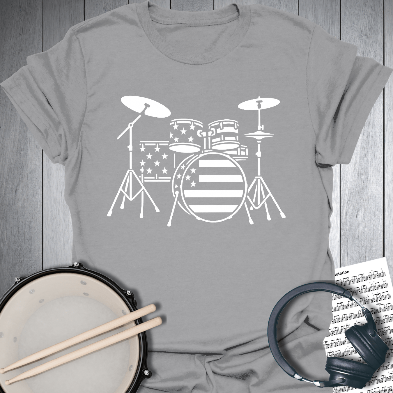 Printify T-Shirt Sport Grey / S American Drummer Patriotic Flag T-Shirt