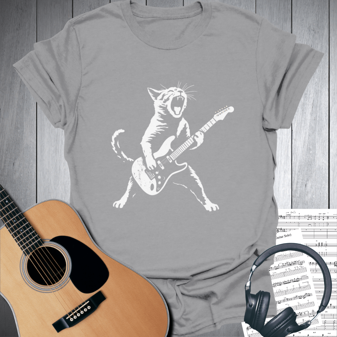 Printify T-Shirt Sport Grey / S Cat-chy Riffs Feline Guitar Player T Shirt
