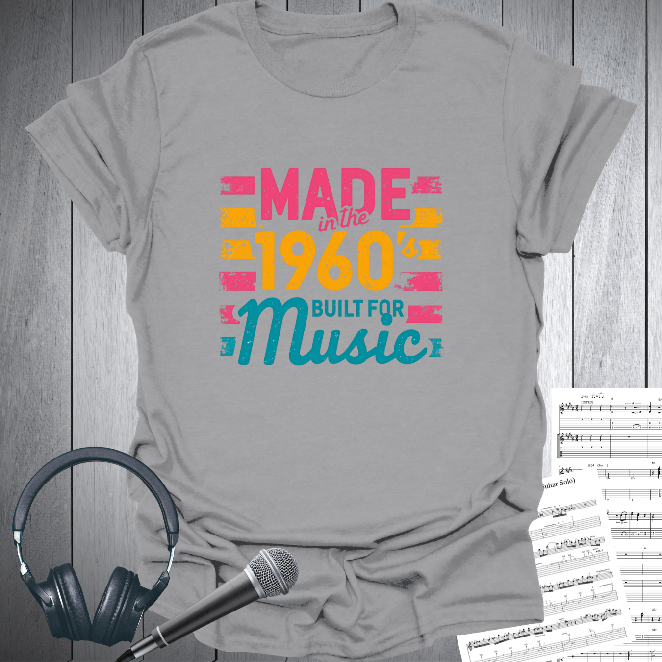Printify T-Shirt Sport Grey / S Made In The 1960s Built For Music T-Shirt