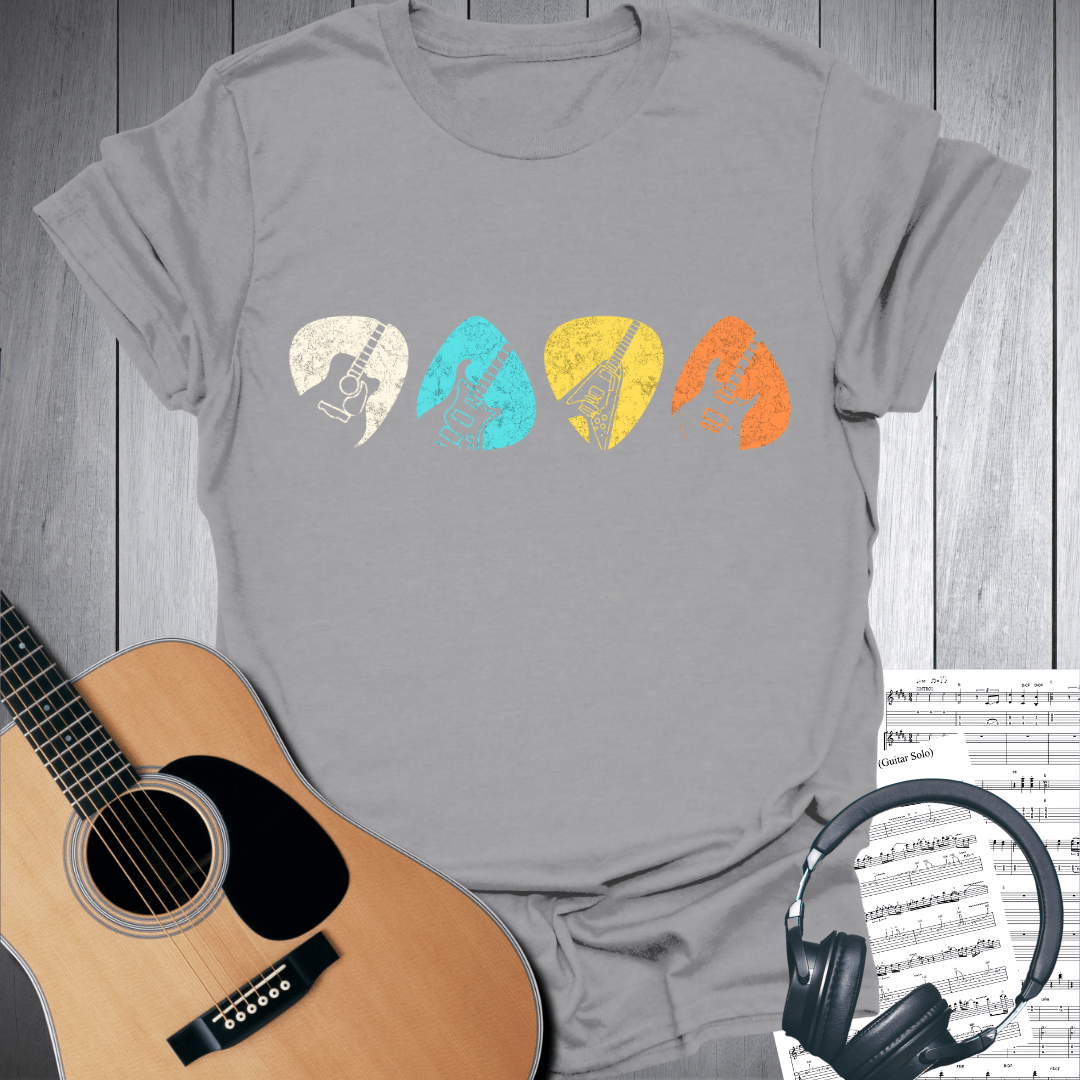 Printify T-Shirt Sport Grey / S Retro Guitar Picks T-Shirt - Music Lover Gift