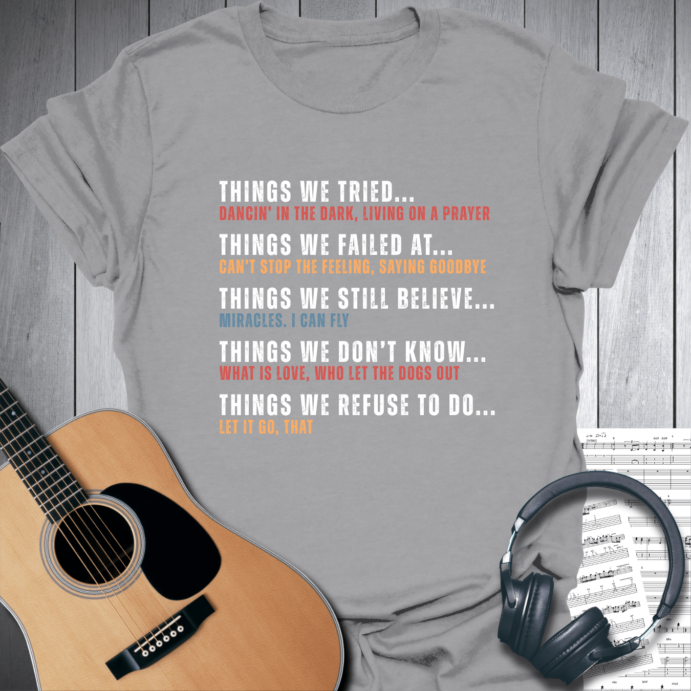 Printify T-Shirt Sport Grey / S Things We Tried Music T Shirt