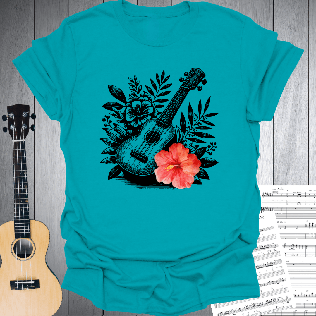 Ukulele Floral Harmony T-Shirt