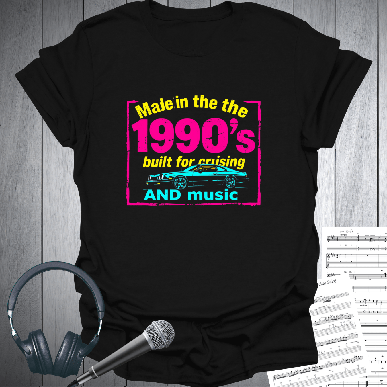 Printify T-Shirt Black / S 1990's Cruising Music Vintage T-Shirt