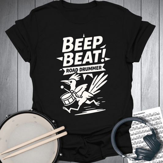Printify T-Shirt Black / S Beep Beat Road Runner Drummer T Shirt