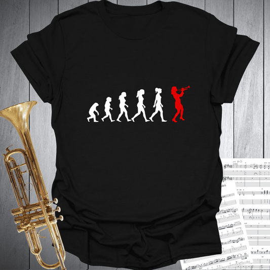 Printify T-Shirt Black / S Evolution of a Woman Trumpet Player T-Shirt