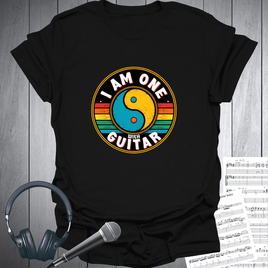 I Am One with Guitar Vintage Design T-Shirt