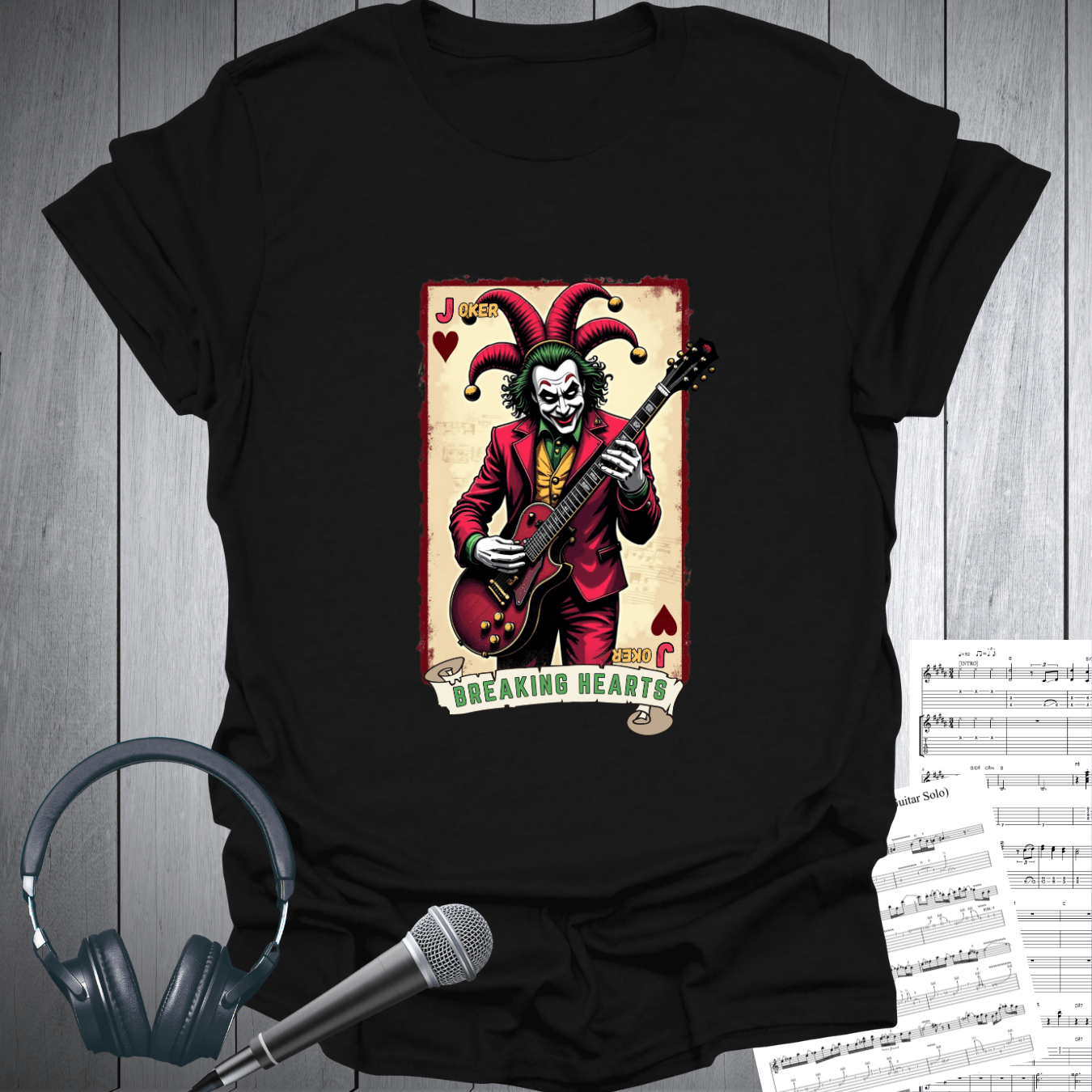 Printify T-Shirt Black / S Joker Breaking Hearts Rock Guitarist T-Shrt