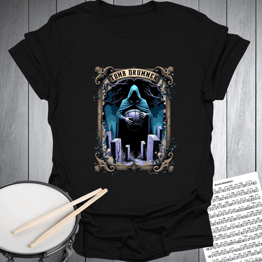 Printify T-Shirt Black / S Tomb Drummer Music Tarot Card T-Shirt