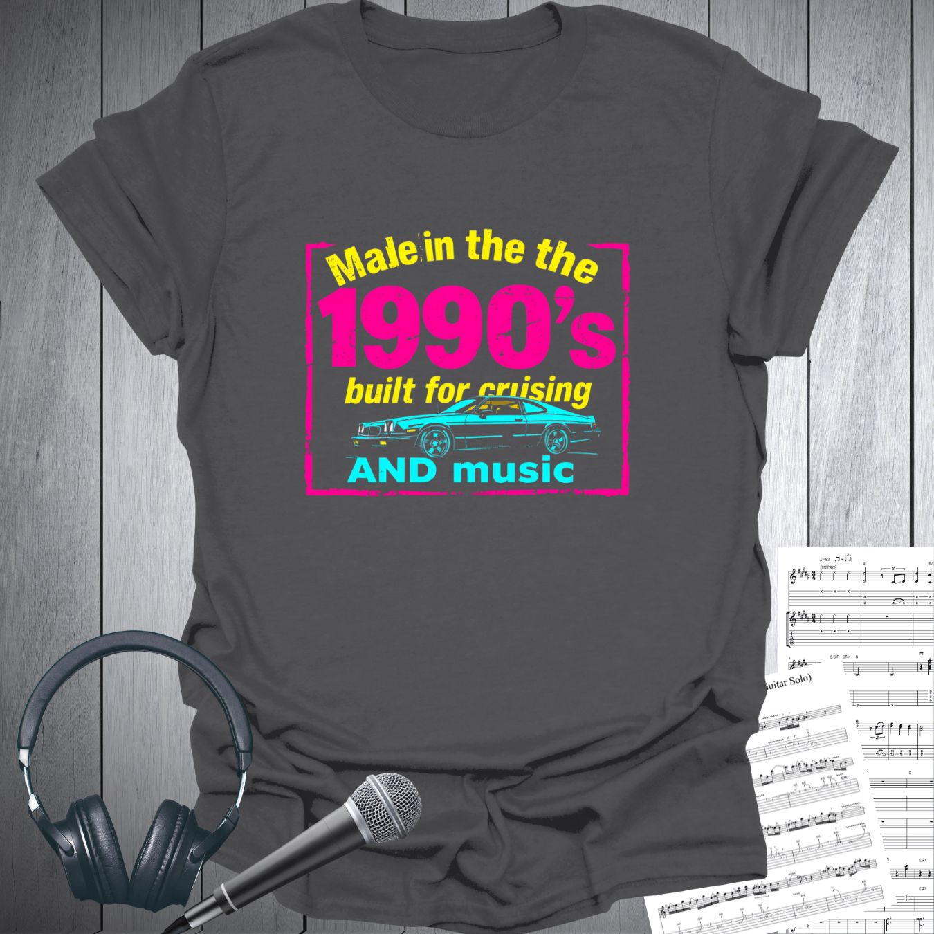 Printify T-Shirt Charcoal / S 1990's Cruising Music Vintage T-Shirt