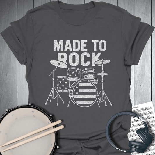 Printify T-Shirt Charcoal / S American Drummer Made To Rock T-Shirt
