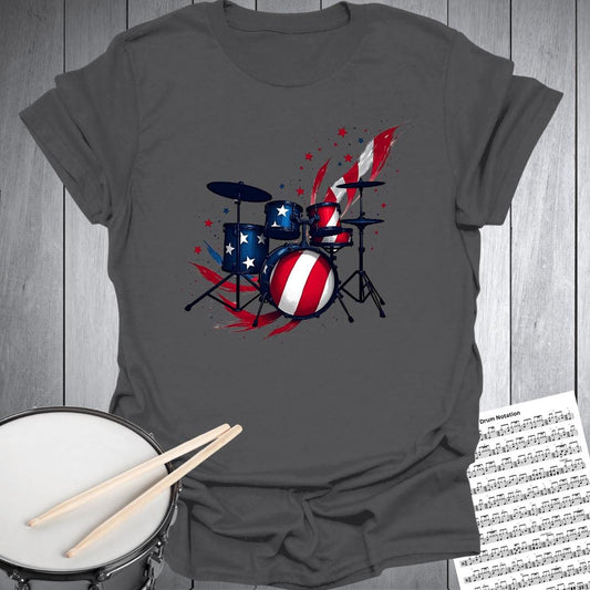 Printify T-Shirt Charcoal / S American Flag Drumset T-Shirt