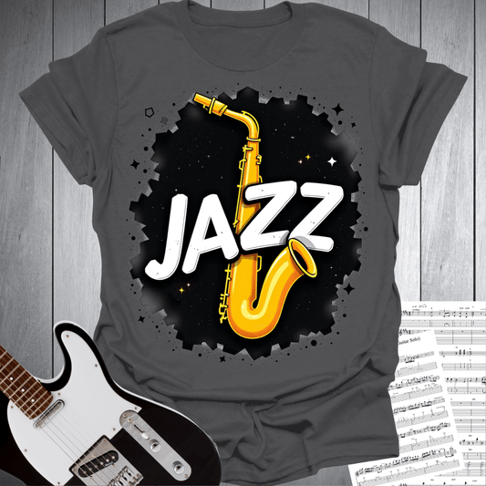 Printify T-Shirt Charcoal / S Bold Jazz Saxophone T-Shirt