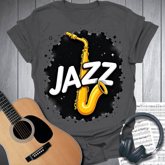 Printify T-Shirt Charcoal / S Bold Jazz Saxophone T-Shirt