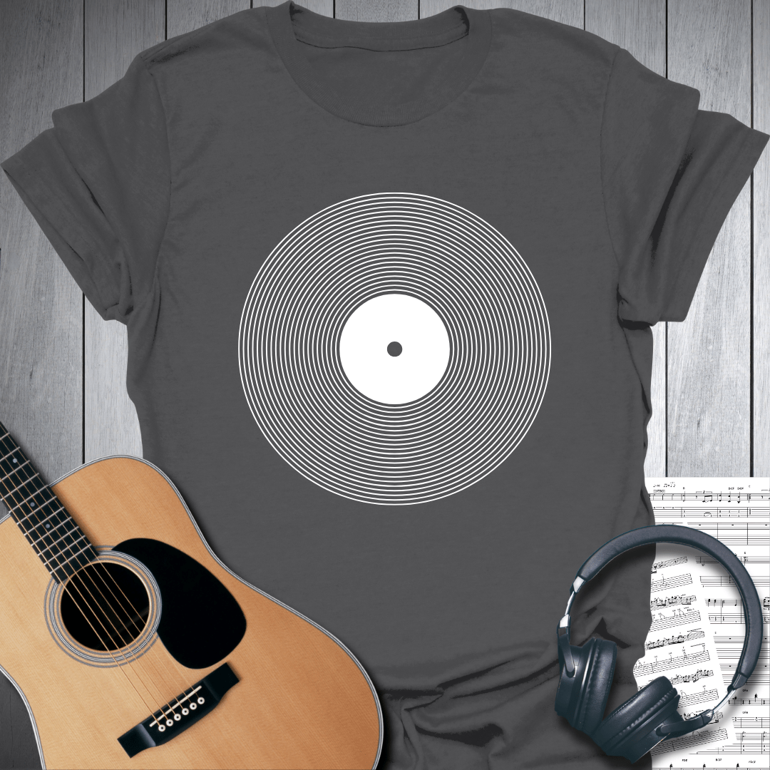 Printify T-Shirt Charcoal / S Spiral Vinyl Record T-Shirt
