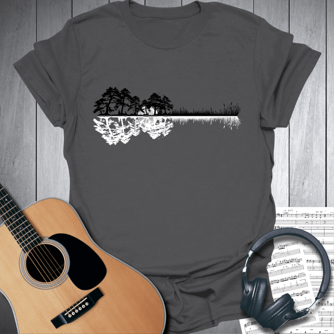 Printify T-Shirt Charcoal / S Treeline Acoustic Guitar in Nature T-Shirt