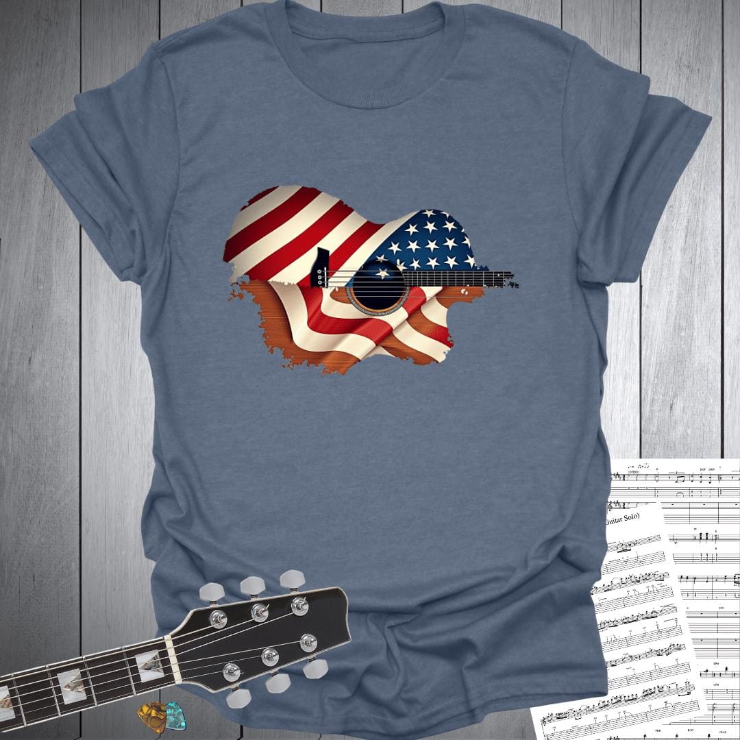 Printify T-Shirt Heather Indigo / S American Guitar Pride T-Shirt