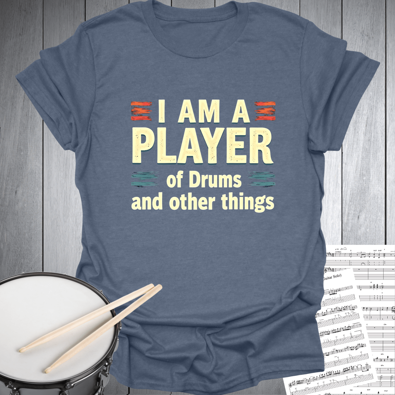 Printify T-Shirt Heather Indigo / S I am a Player of Drums T-Shirt