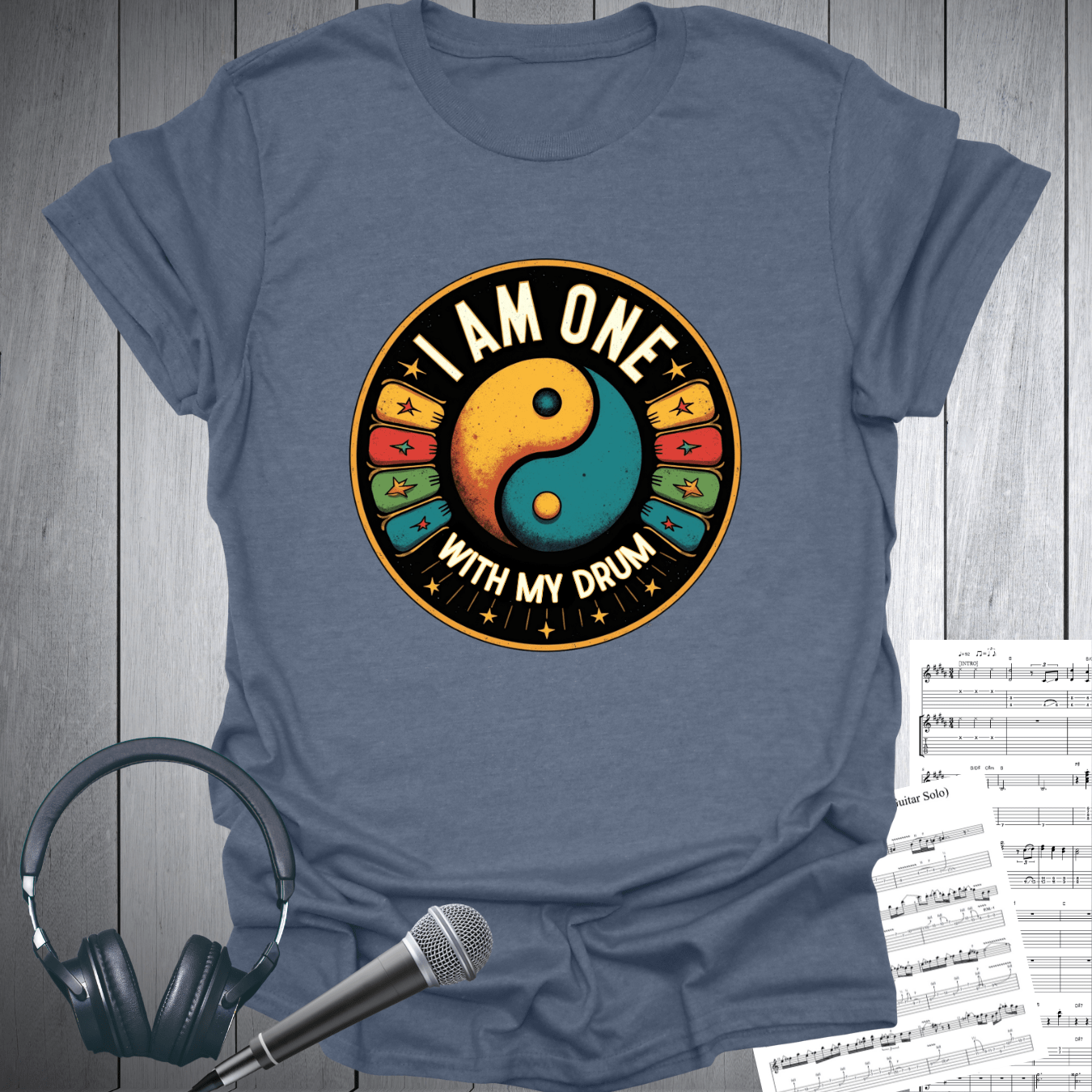 Printify T-Shirt Heather Indigo / S I Am One With My Drum T-Shirt