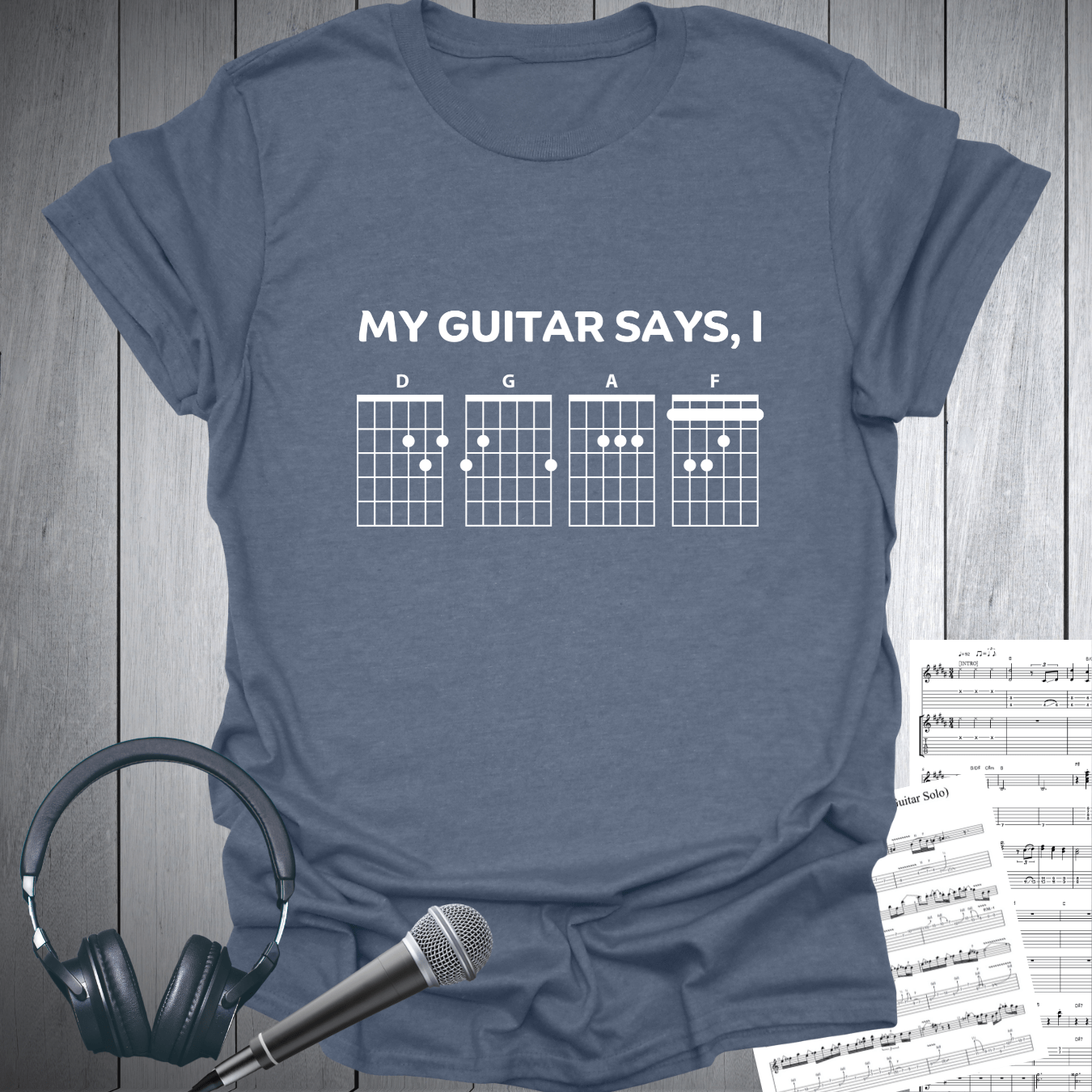 Printify T-Shirt Heather Indigo / S My Guitar Says, I DGAF  Cheeky Music T-Shirt