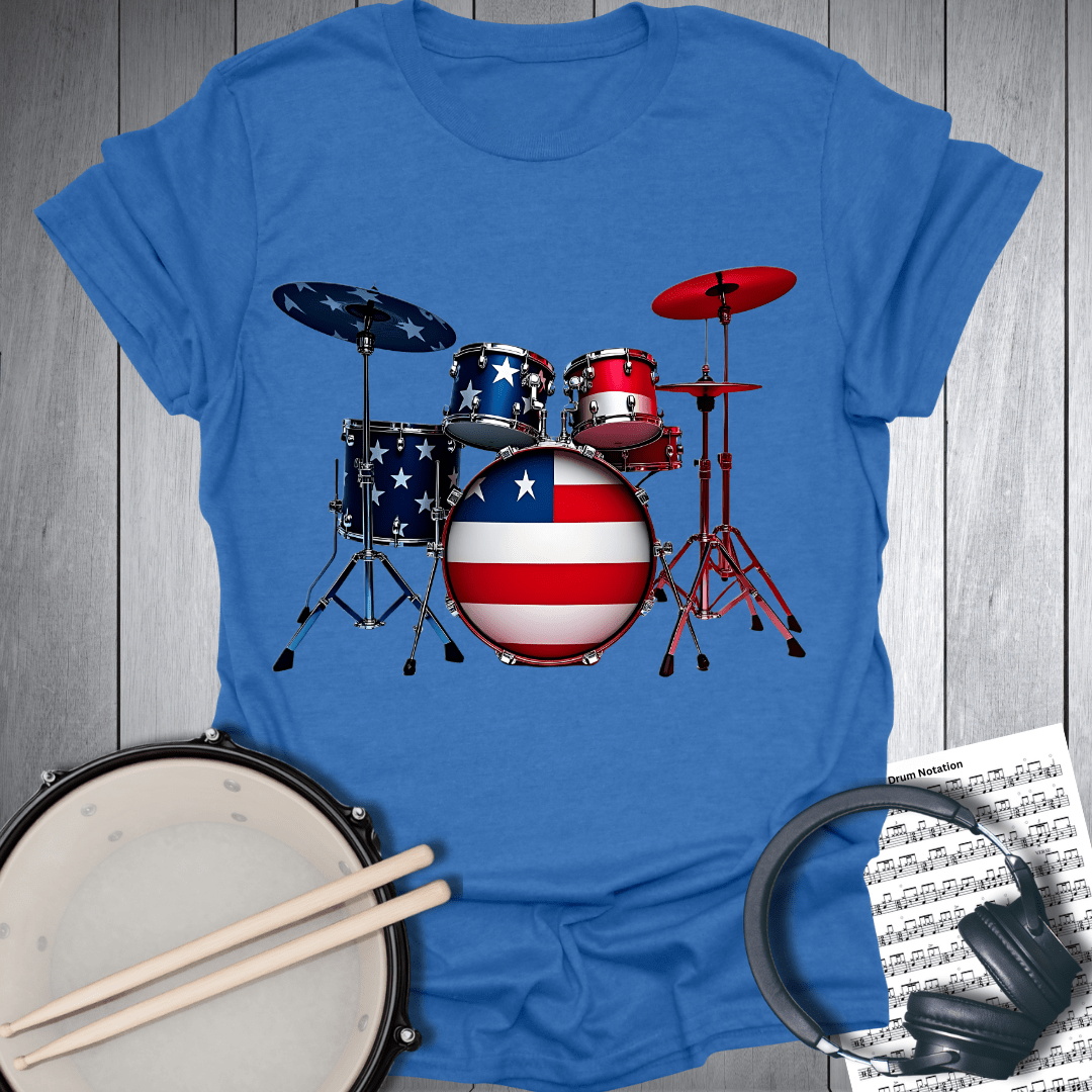 Printify T-Shirt Heather Royal / S American Musicians Patriotic Drummer T-Shirt