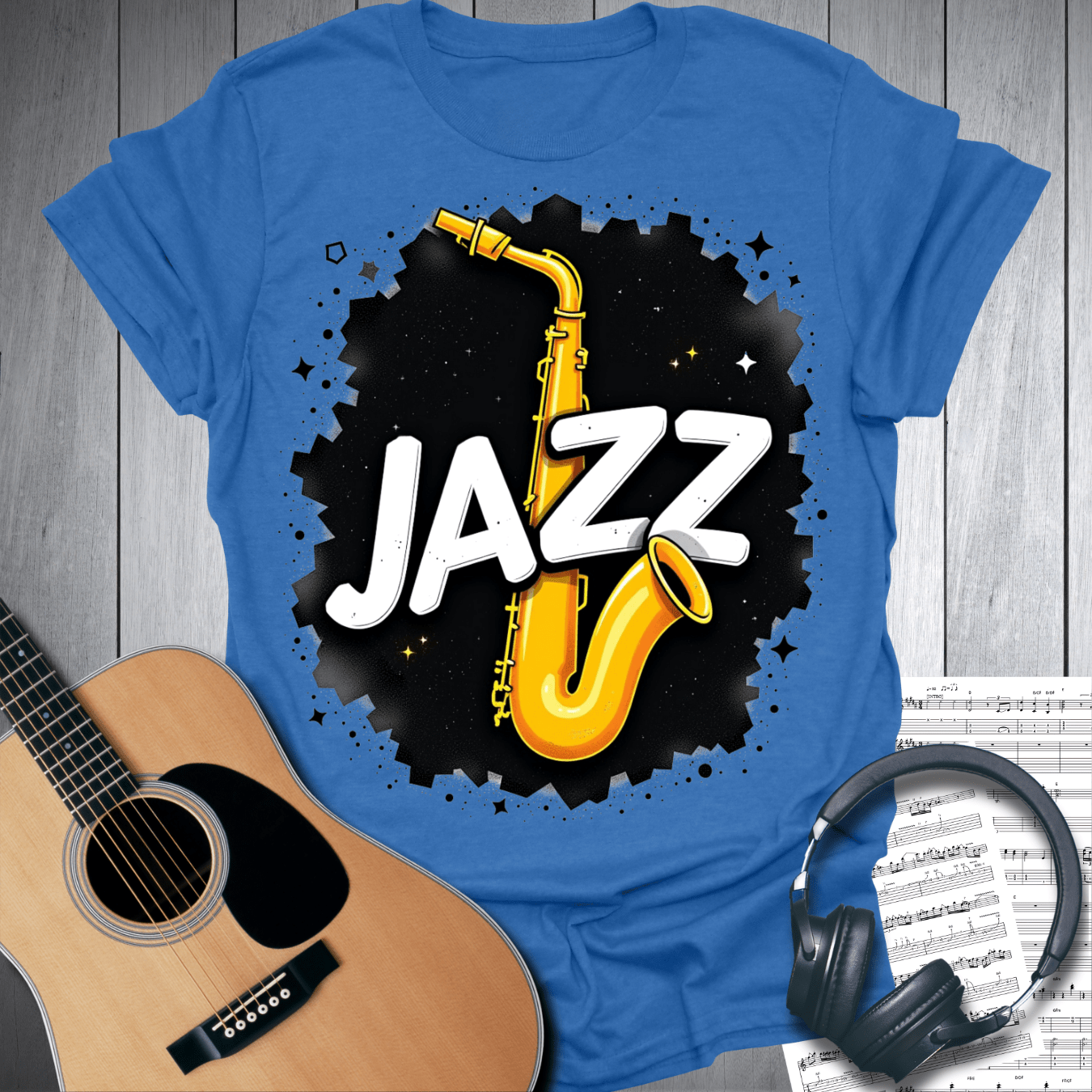 Printify T-Shirt Heather Royal / S Bold Jazz Saxophone T-Shirt