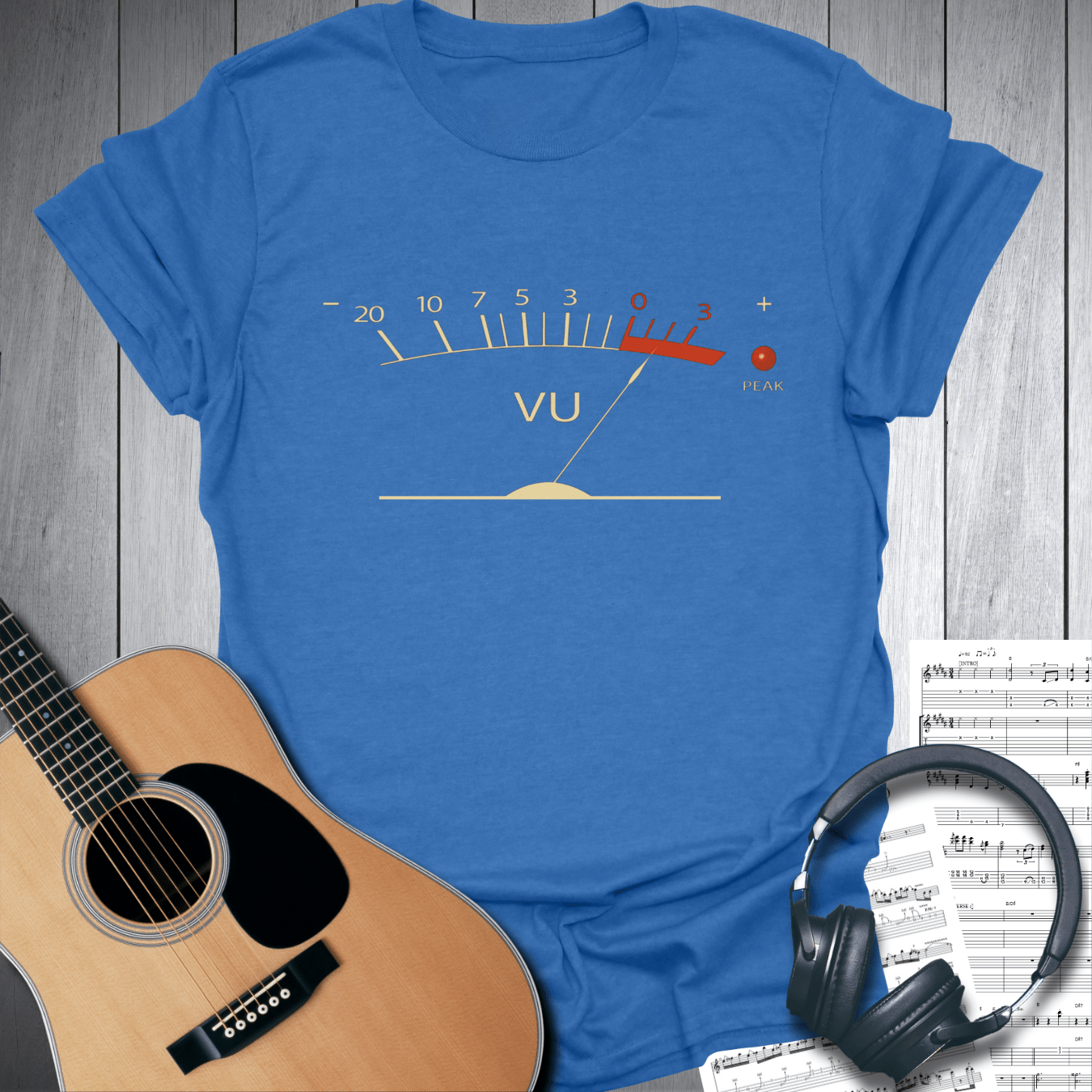 Printify T-Shirt Heather Royal / S Vintage Volume VU Meter T-Shirt