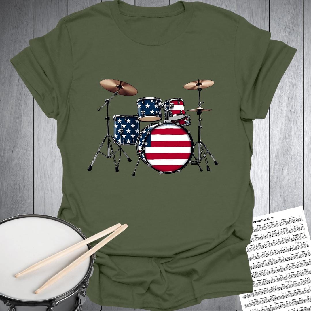 Printify T-Shirt Military Green / S American Drummers T-Shirt