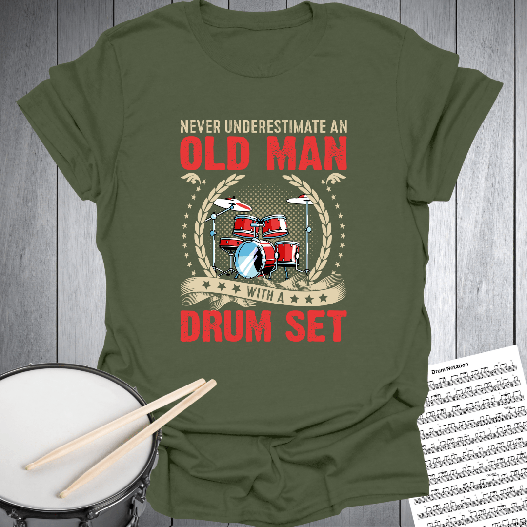 Old Man With Drum Set T-Shirt