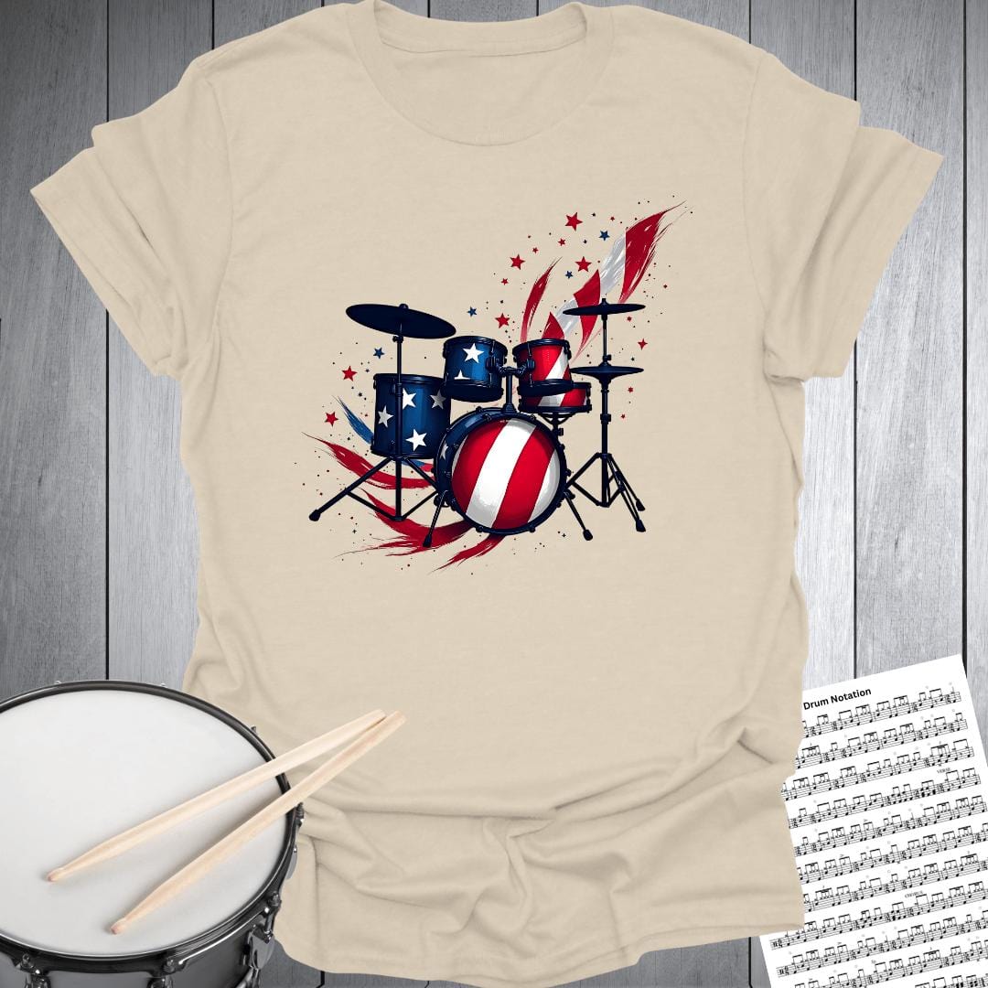 Printify T-Shirt Natural / S American Flag Drumset T-Shirt