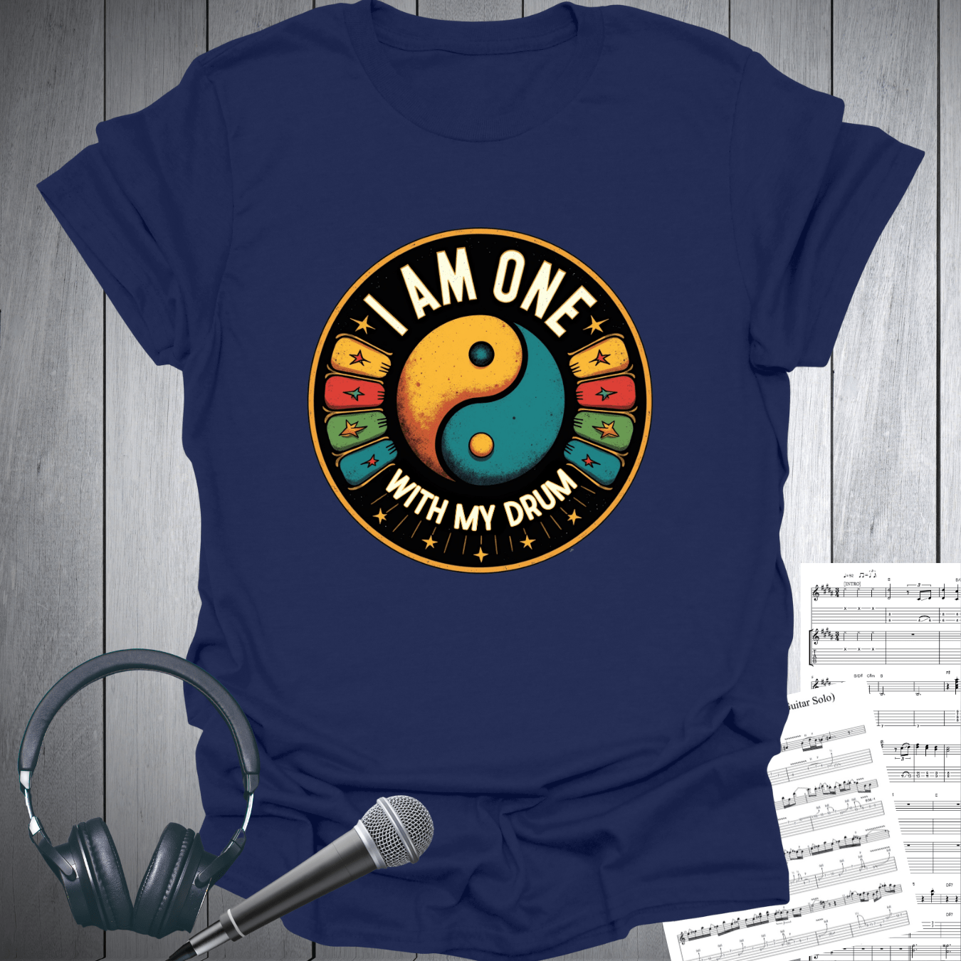 Printify T-Shirt Navy / S I Am One With My Drum T-Shirt
