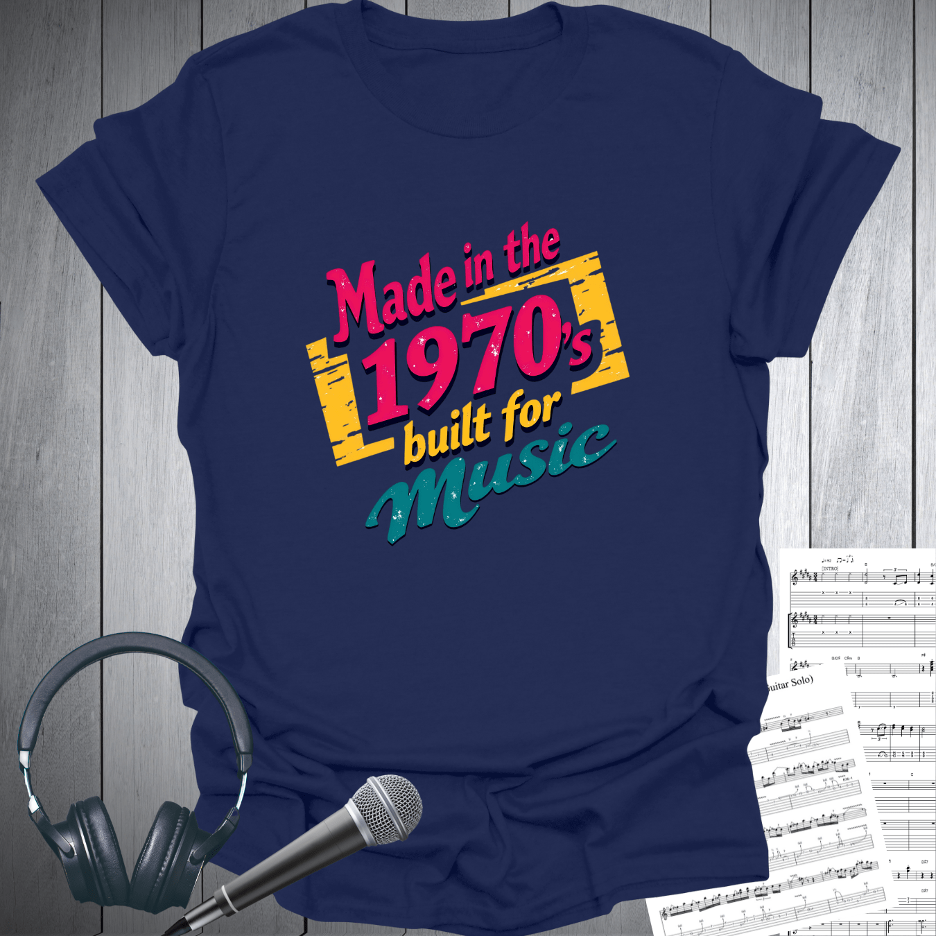 Printify T-Shirt Navy / S Made in 1970s Built for MusicT-Shirt